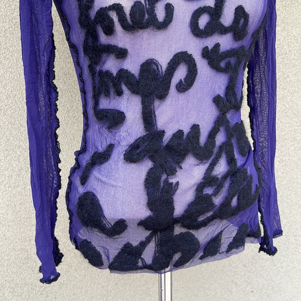 Jean Paul Gaultier F/W 2001 mesh script top - Picture 3 of 5